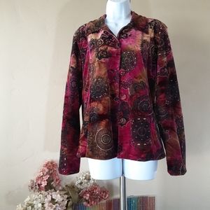 Chico's Velour Embellished Jacket EUC
